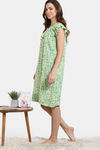 Zivame Floral Vines Woven Knee Length Nightdress - Arcadian Green — thumbnail 3
